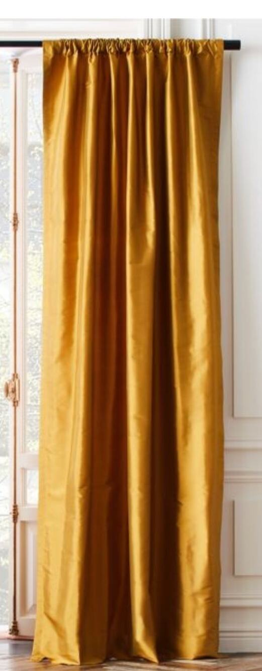 CB2 Crate Barrel Seda Chai Tea Dupioni Silk Curtain Panel 48"x96" 1 Panel New